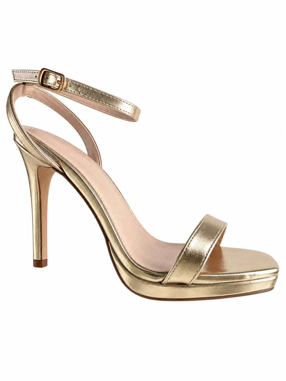 Gold Metallic 4” Stiletto Platform Ankle Strap Homecoming Heels Size 8
